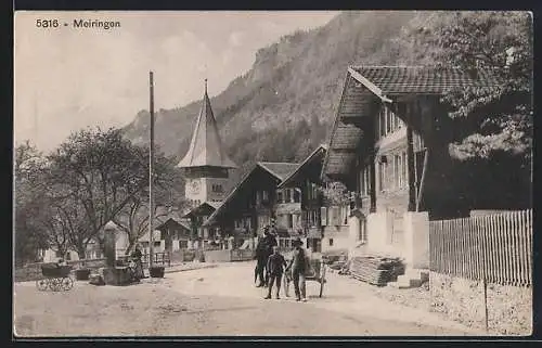 AK Meiringen, Strassenpartie mit Anwohnern