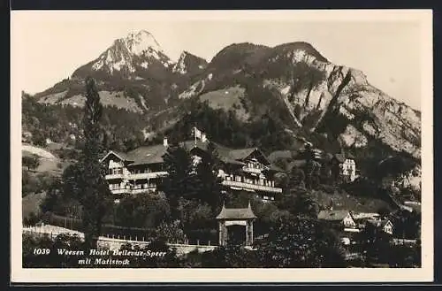 AK Weesen, Hotel Bellevue-Speer mit Mattstock