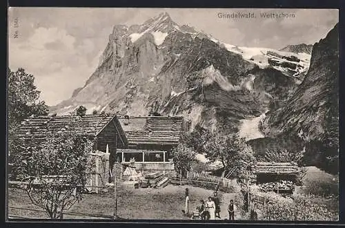 AK Grindelwald, Panorama mit Wetterhorn