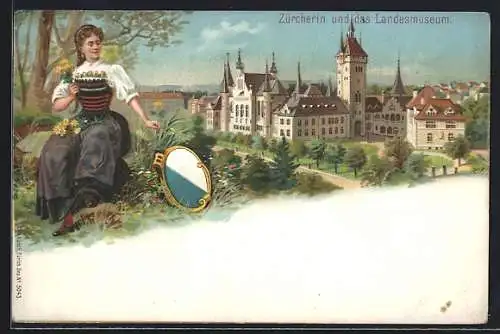 AK Zürich, Züricherin und das Landesmuseum