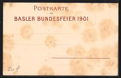 Lithographie Basel, Basler Festspiel 1901, Basler Herold, Berittene Trompeter