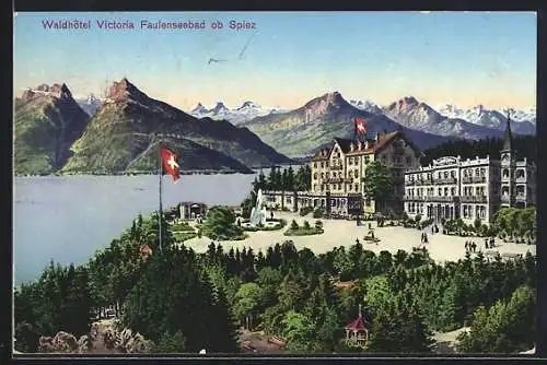 AK Faulensee, Blick auf das Waldhotel Victoria