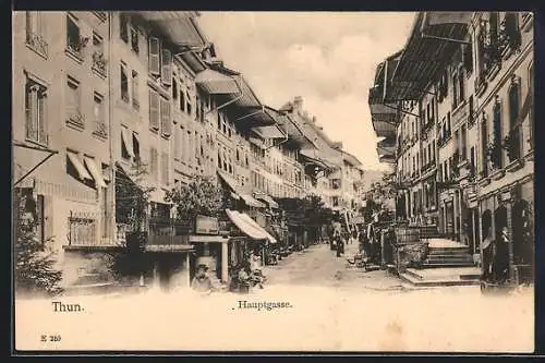 AK Thun, Strasse Hauptgasse mit Geschäften