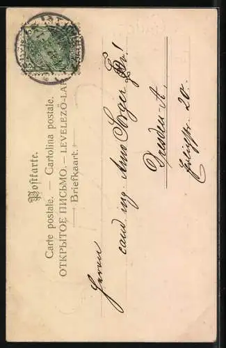 AK Neujahrsengel mit goldener Jahreszahl 1902