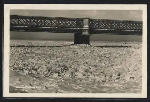 AK Wien, Eisstoss an der Reichsbrücke 1929