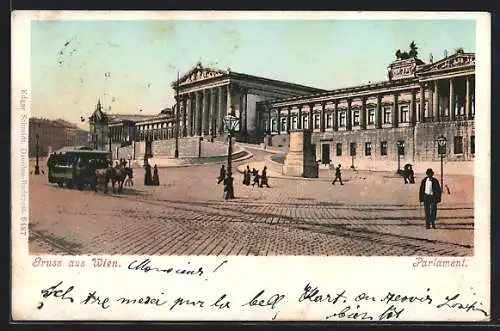 AK Wien, Pferdebahn am Parlament