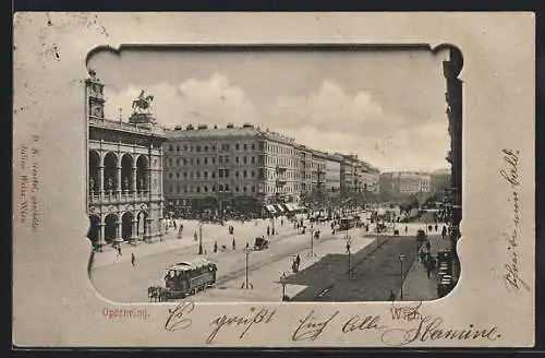 AK Wien, Pferdebahn am Opernring