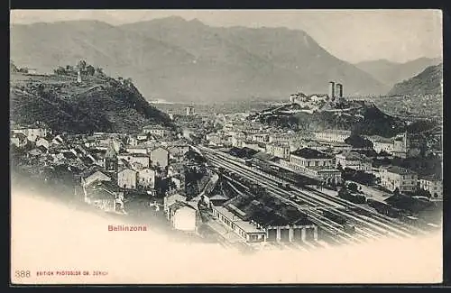 AK Bellinzona, Gesamtansicht mit dem Bahnhof