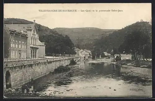 AK Villefranche-de-Rouergue, Les Quais et la promenade Saint-Jean