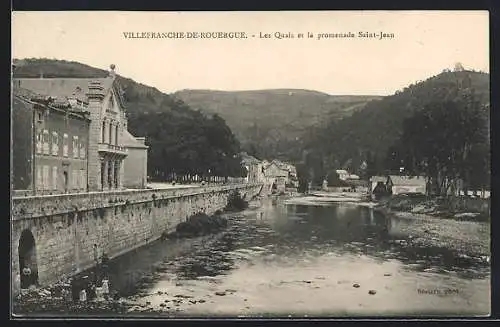 AK Villefranche-de-Rouergue, Les Quais et la promenade Saint-Jean