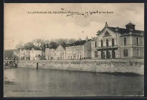 AK Villefranche-de-Rouergue /Aveyron, Le Théâtre et les Quais