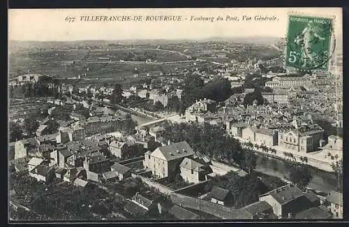 AK Villefranche-de-Rouergue, Faubourg du Pont, Vue Générale