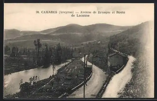 AK Camares /Aveyron, Avenue de Brusque et Route de Lacaune