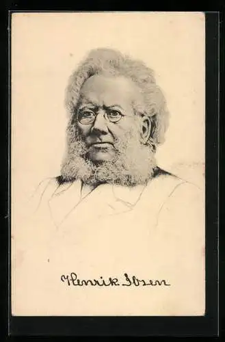 Künstler-AK Portrait Henrik Ibsen, norwegischer Dichter