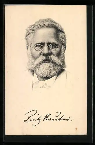 Künstler-AK Fritz Reuter, Portrait des gealterten Dichters