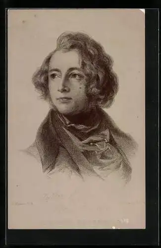 Künstler-AK Portrait des jungen Charles Dickens