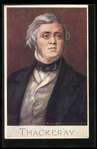 AK Dichter William Makepeace Thackeray, Halbportrait mit Anzug und Brille