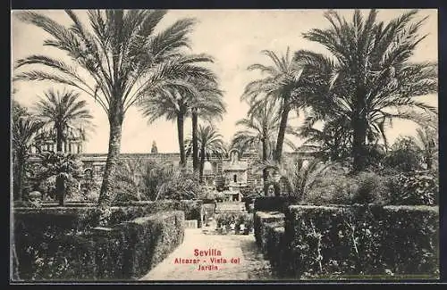 AK Sevilla, Alcazar - Vista del Jardin