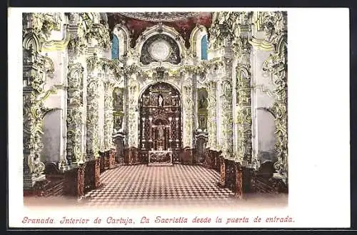 AK Granada, Interior de Cartuja, La Sacristia desde la puerta de entrada