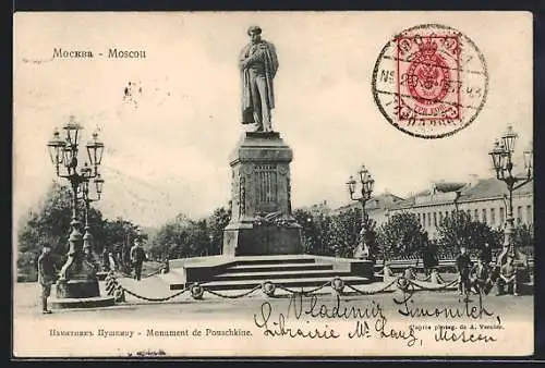 AK Moscou, Monument de Pouschkine