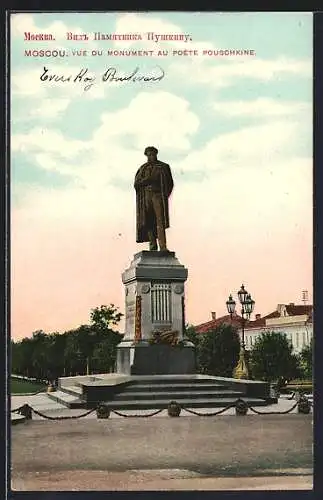 AK Moscou, Vue du Monument au Poète Pouschkine