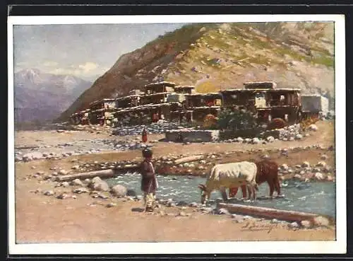 Künstler-AK Dagestan, Village