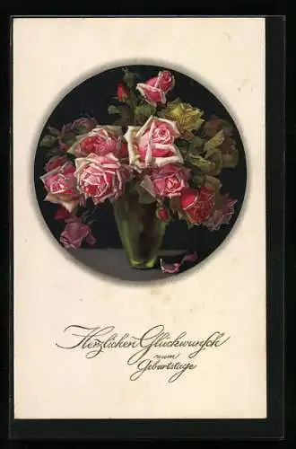 Künstler-AK Meissner & Buch (M&B) Nr. 2281: Glasvase mit Rosen