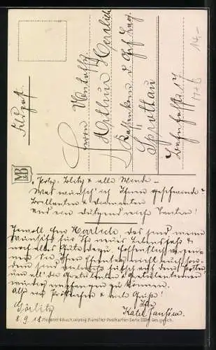 Künstler-AK Meissner & Buch (M&B) Nr. 2294: Zweige mit Schleife, Geburtstagsgruss