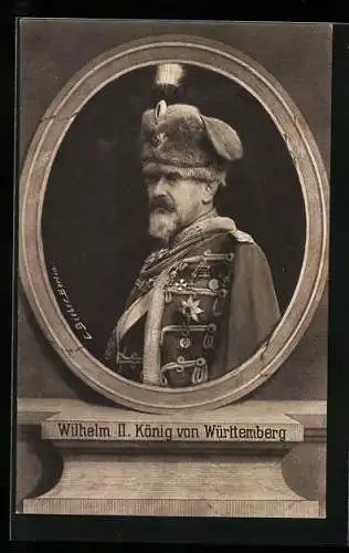 AK Porträt König Wilhelm II. von Württemberg in Husarenuniform