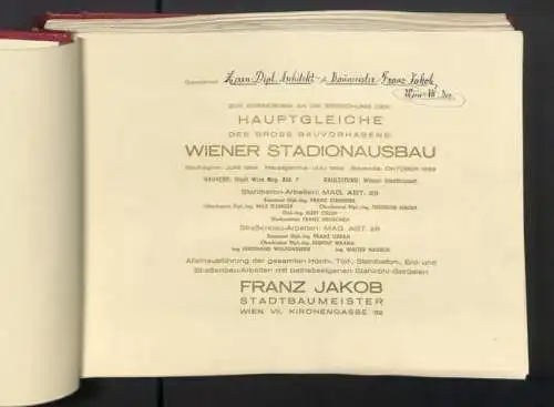 Fotoalbum mit 73 Fotografien, Ansicht Wien, Ernst-Happel-Stadion /Praterstadion, Ausbau 1956-1959, Baumeister