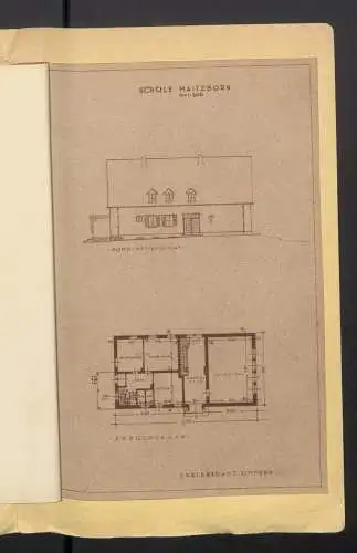 Fotoalbum mit 12 Fotografien, Ansicht Maitzborn, Volksschule Maitzborn, Lehrerwohnung, samt Grundriss der Schule 1938-39