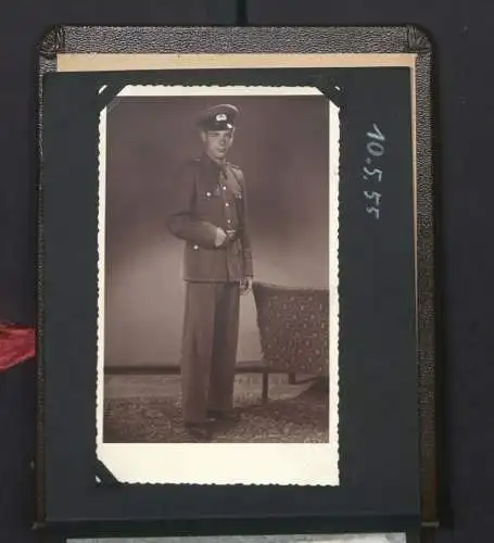 Fotoalbum mit 33 Fotografien, KVP Grenzregiment 36, Berlin-Rummelsburg, Kasernierte Volkspolizei, Uniform, 1955