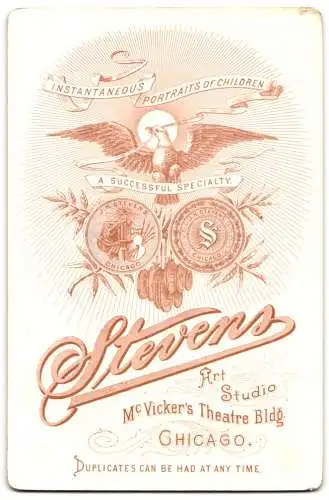 Fotografie Stevens, Chicago, McVicker`s Theatre Bldg, Porträt eines jungen Mannes im dunklen Anzug und Fliege