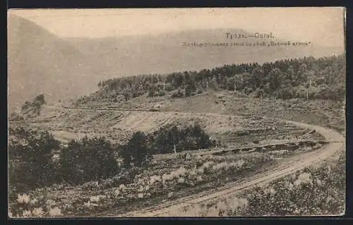 AK Ural, Eisenbahnlinie entlang des Flusses Weisser Stein, 1918