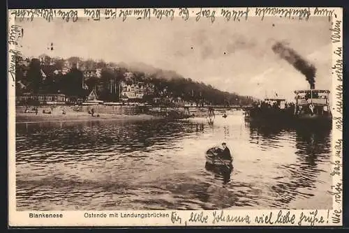 AK Hamburg-Blankenese, Ostende mit Landungsbrücken