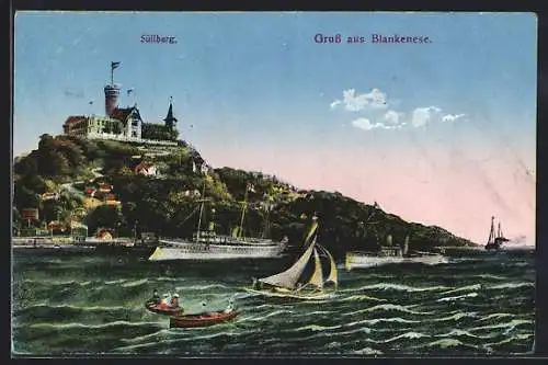 AK Hamburg-Blankenese, Blick zum Süllberg