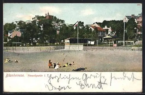 AK Hamburg-Blankenese, Strandpartie mit Süllberg