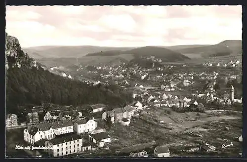 AK Gerolstein /Eifel, Totalansicht von einem Berg aus