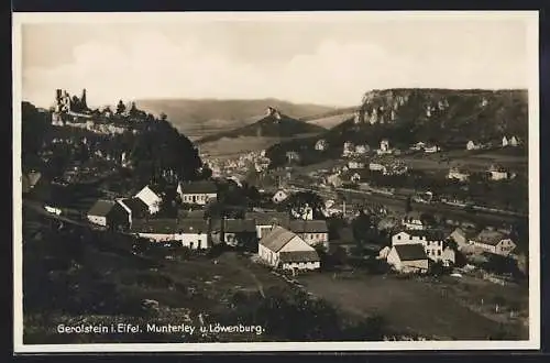 AK Gerolstein, Panroamaansicht mit Muterley u. Löwenburg