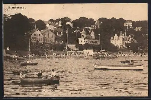 AK Hamburg-Blankenese, Blick vom Wasser zur Ortschaft