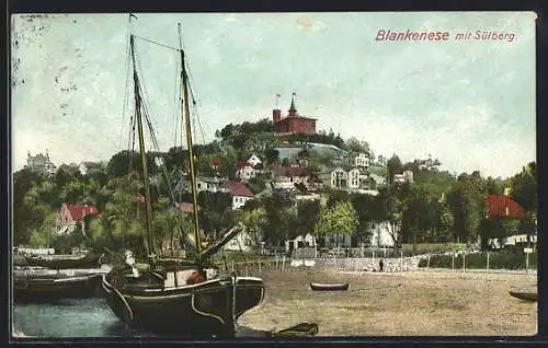 AK Hamburg-Blankenese, Ortsansicht, Segelboot