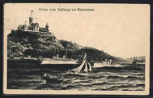 Künstler-AK Hamburg-Blankenese, Süllberg mit Restaurant, SMY Hohenzollern