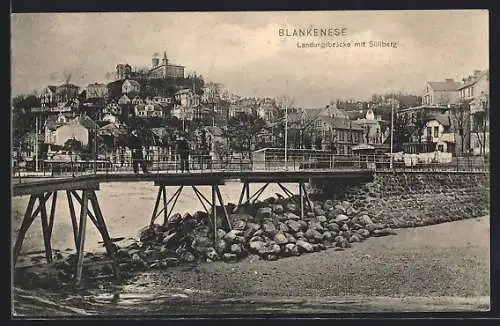 AK Hamburg-Blankenese, Landungsbrücke mit Süllberg