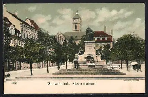 AK Schweinfurt, Stadtplatz mit Rückertdenkmal