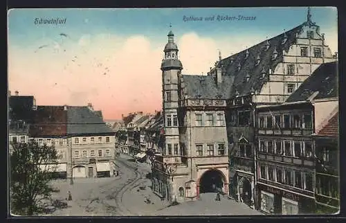 AK Schweinfurt, Rathaus und Rückert-Strasse