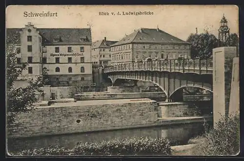 AK Schweinfurt, Max-Brücke mit Stauanlagen