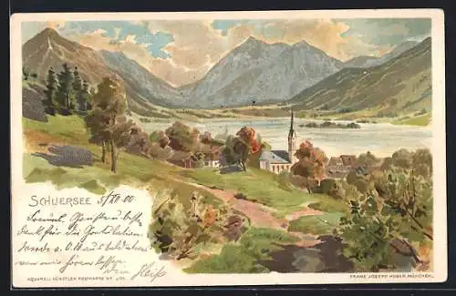 Lithographie Schliersee, Panorama