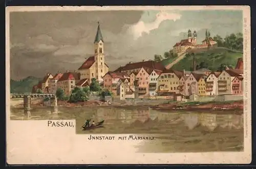 Künstler-AK Passau, Innstadt mit Mariahilf