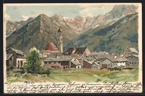 Künstler-AK Mittenwald, Gesamtansicht