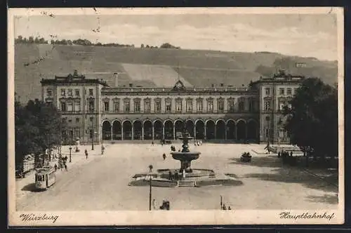 AK Würzburg, Blick zum Hauptbahnhof